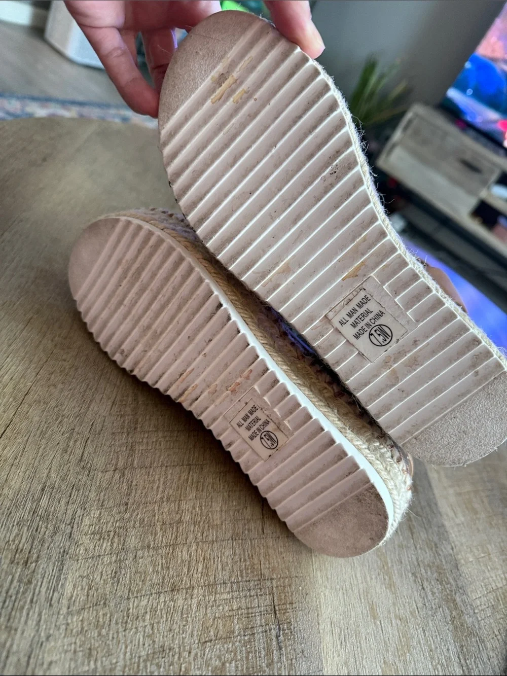 Soda Tan Espadrille Platform Sandals with Ankle Buckle